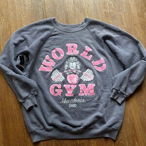 World Gym Vintage Sweatshirt - Grey & Pink - Size Small